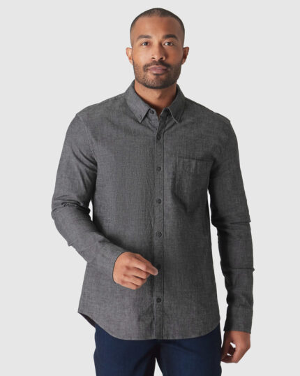 Black Wash Long Sleeve Chambray Shirt