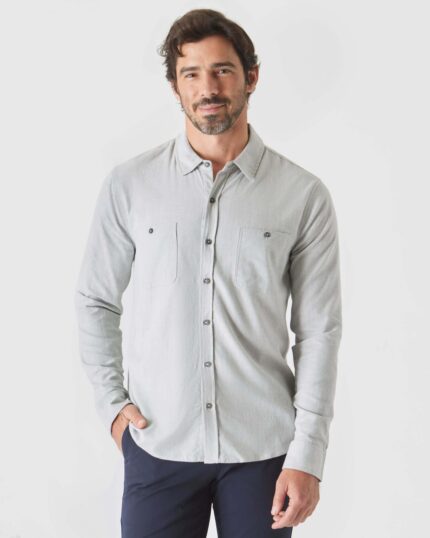 Heather Gray Long Sleeve Lightweight Flannel Shirt