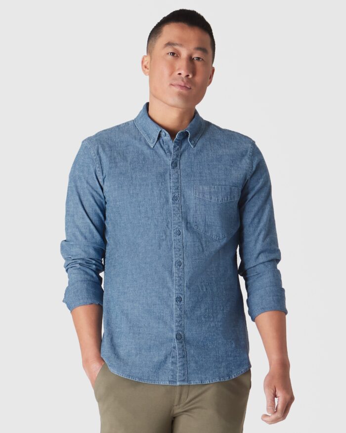 Light Indigo Wash Long Sleeve Chambray Shirt