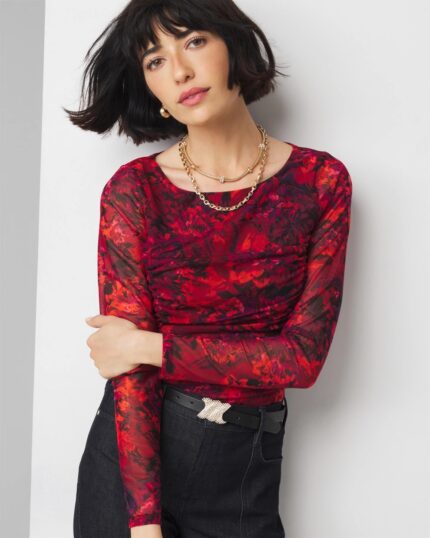 Ruched-Side Floral Top